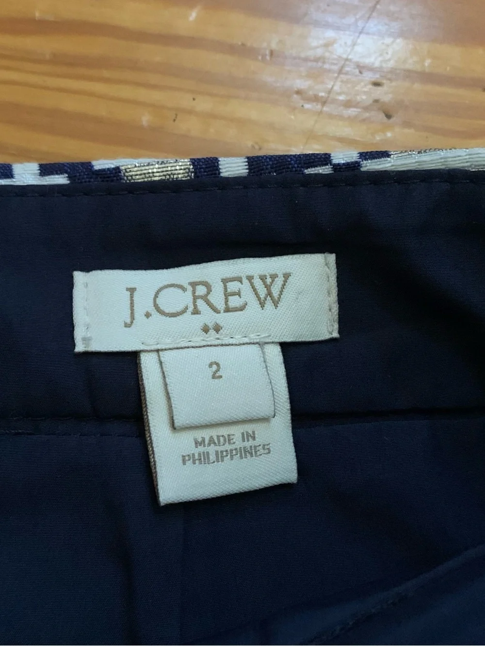 J. Crew Navy and Cream Geometric Jacquard Mini Skirt